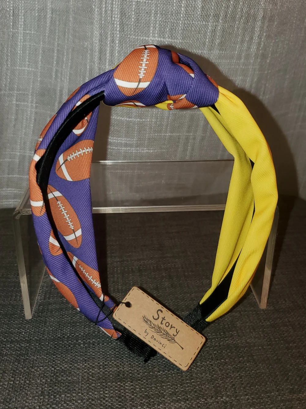 Women's Football Print Knot Headband - Yellow & Purple